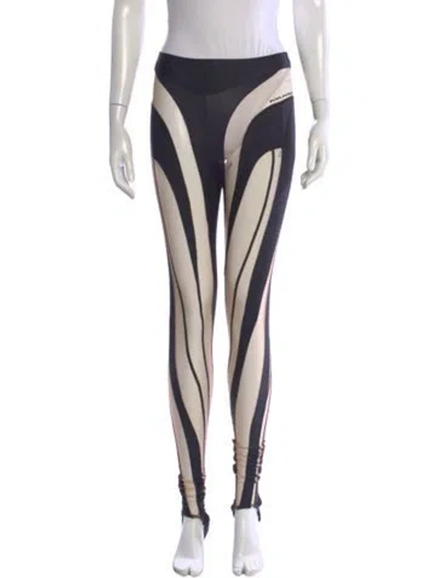 Pre-owned Mugler Striped Skinny Leg Pants In Black