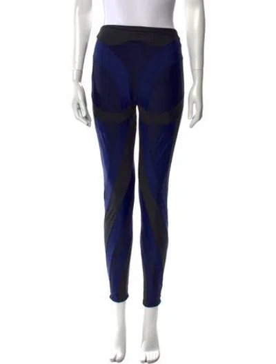 Pre-owned Mugler Striped Skinny Leg Pants In Blue