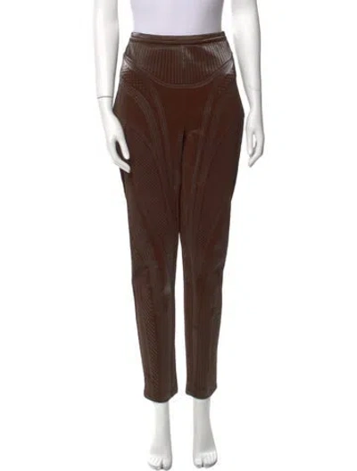Pre-owned Mugler Striped Skinny Leg Pants In Brown