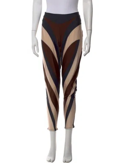 Pre-owned Mugler Striped Skinny Leg Pants In Brown