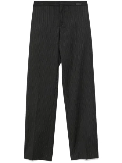 Mugler Striped Trousers In Grey