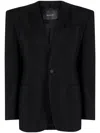Mugler Structured Collarless Blazer In Black