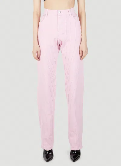 Mugler Structured Panel Jeans In Pink