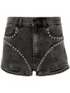Mugler Denim Shorts With Studs And Embell In 灰色