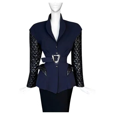 Pre-owned Mugler Stunning Thierry  Ensemble Fw 1993 Black Film Noir Jacket Skirt Suit