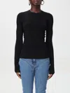Mugler Ribbed Knit Top With Long Sleeves In Schwarz
