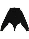 Mugler Cotton Hooded Bodysuit In Black
