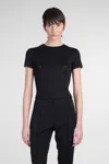 Mugler Cropped Tshirt Embellished Embellishments In Black