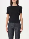 Mugler Cropped T-shirt With Piercing In Schwarz