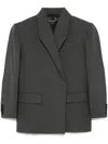 Mugler Oversized Virgin Wool Blazer In Grey