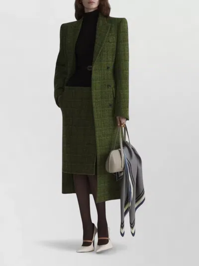 Mugler Tailored Double Breasted High Waist Midi Skirt In Green