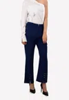 Mugler Tailored Flared Pants With Silver-tone Hardware In Blue