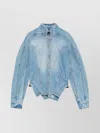Mugler Tailored Jacket With Cinched Waist And Structured Shoulders In Blue