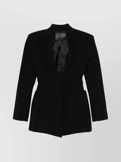 Mugler Tailored Jacket With Structured Shoulders In Black