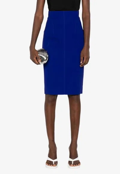 Mugler Tailored Pencil Skirt In Blue