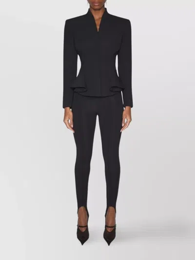 Mugler Tailored Peplum Blazer Featuring Structured Shoulders In Black