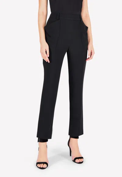 Mugler Tailored Straight-leg Pants With Exaggerated Pockets In Black