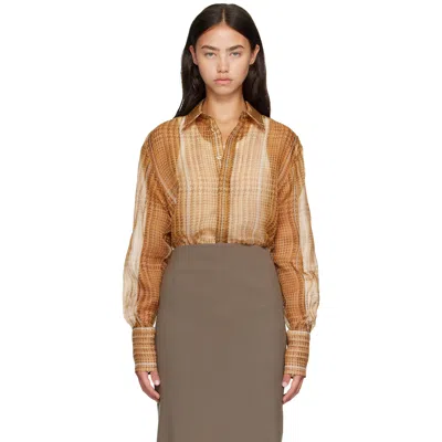 Mugler Tan Sheer Organza Shirt In 7026cream Prince De