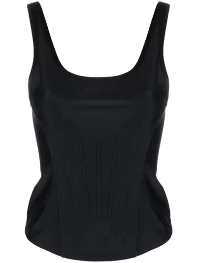 Mugler Tank Top With Wide Neckline In Black