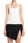Mugler White Fitted Tank Top In Beige