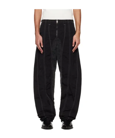 Mugler Tapered Wide-leg Casual Pants In Black