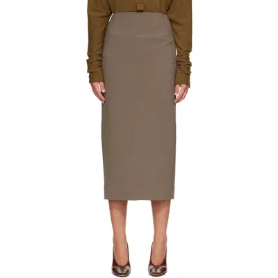 Mugler Taupe Pencil Midi Skirt In 7002taupe