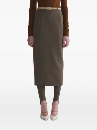 Mugler Taupe Pencil Skirt In Brown