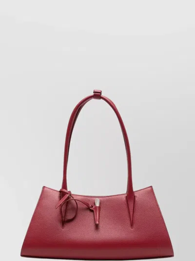 Mugler Textured Shoulder Bag Two Rolled Handles In Red