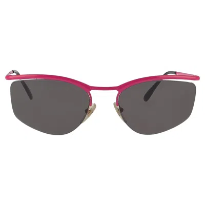 Pre-owned Mugler Thierry  1990s Vintage Unisex Sunglasses With Fuchsia Brow Bar In Gray