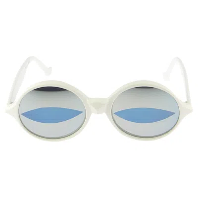 Pre-owned Mugler Thierry  1990s Vintage Unisex White Acetate Round Sunglasses