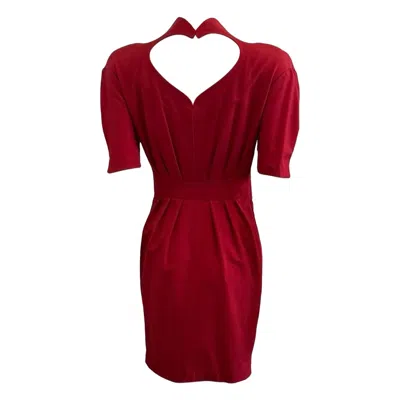 Pre-owned Mugler Thierry  1990s Vintage Women's Red Rayon Open Heart Back Dress