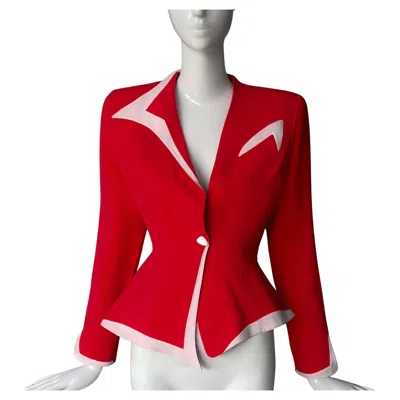 Pre-owned Mugler Thierry  1993 Jacket Red White Stunning Sharp Silhouette