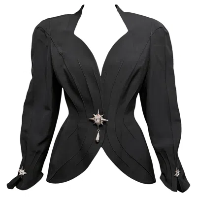 Pre-owned Mugler Thierry  Black Crystal Star Sculpted Blazer