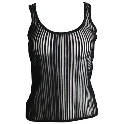 Pre-owned Mugler Thierry  Black Knitted Sheer Mesh Tank Top