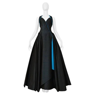 Pre-owned Mugler Thierry  Blue Halter Evening Gown 1990s