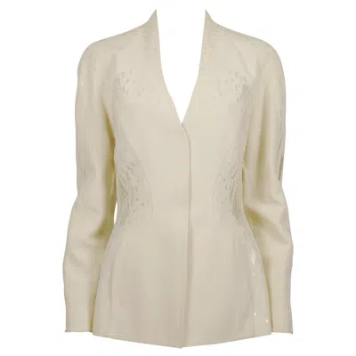 Pre-owned Mugler Thierry  Couture Vintage Off White Sequined Jacket