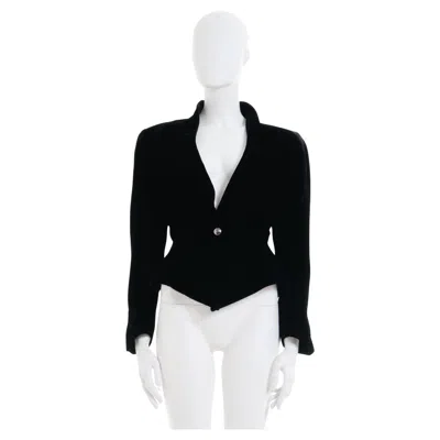 Pre-owned Mugler Thierry  F/w 1987- 88 Black Velvet Shaped Blazer Jacket
