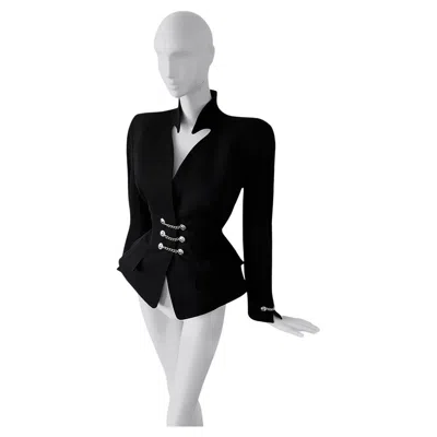 Pre-owned Mugler Thierry  Fw 1990 Sculptural Dramatic Silhouette Jacket Black Metal Chain