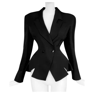 Pre-owned Mugler Thierry  Fw 1992 Black Dramatic Cutout Zigzag Jacket