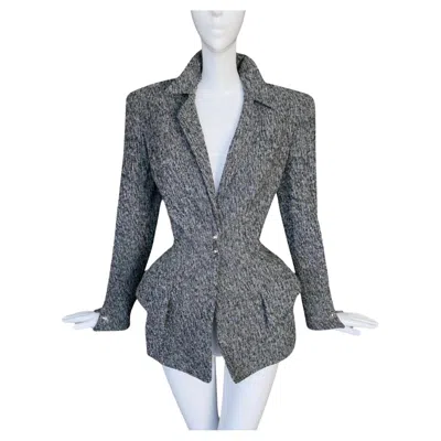 Pre-owned Mugler Thierry  Fw 1993 Jacket Blazer Wool In Gray