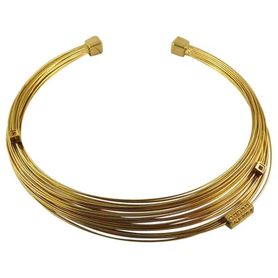 Pre-owned Mugler Thierry  Gold Toned Bundled Wires Choker Necklace In Brown