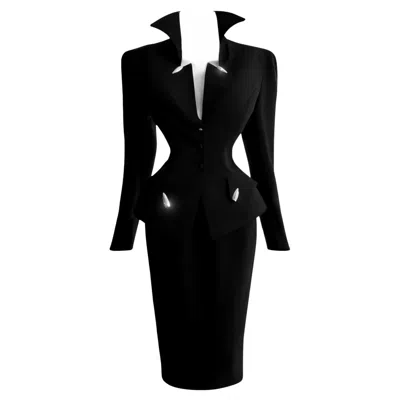 Pre-owned Mugler Thierry  Hiver Buick Collection Fw 1989 Black Dramatic Bullet Jacket
