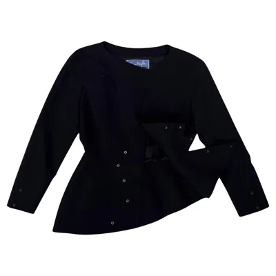 Pre-owned Mugler Thierry  Iconic Sculptural Black Blazer With Lightning Cut Front