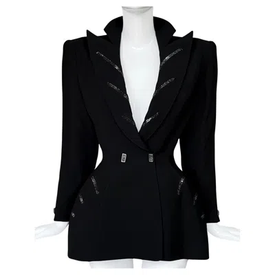 Pre-owned Mugler Thierry  Jacket Fw 1998 Glamour Dramatic Black Glitter Details