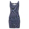 Mugler Thierry  Ladies Start Printed Semi-sheer Mesh Dress In Blue/black