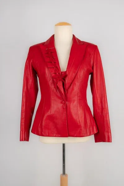 Pre-owned Mugler Thierry  Leather Bustier And Jacket In Gray