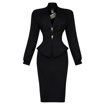 Pre-owned Mugler Thierry  Les Atlantes Ss1989 Black Sculptural Siren Jacket Suit
