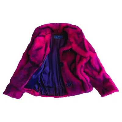 Pre-owned Mugler Thierry  Phenomenal Rare 1985/86 Faux Fur Coat Jacket In Purple