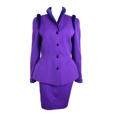 Pre-owned Mugler Thierry  Purple Skirt Suit Ensemble