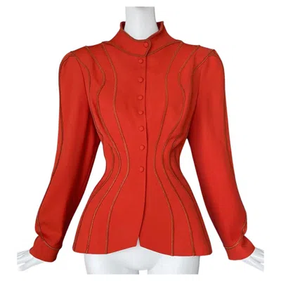 Pre-owned Mugler Thierry  Rare Sculptural Jacket Fw 1986 In Red